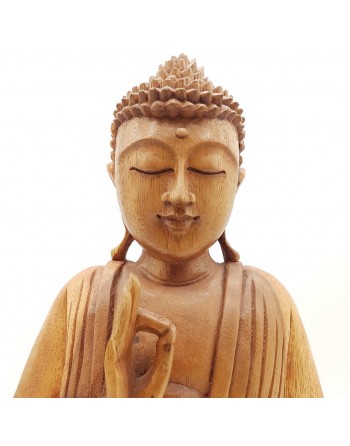 Statue en Bois Bouddha proposée par Gaiance Minéraux