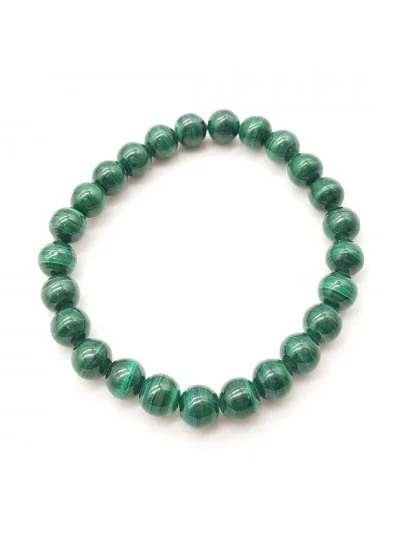 Bracelet Malachite naturelle perles 8mm - Pierres et vertus - Gaiance Minéraux