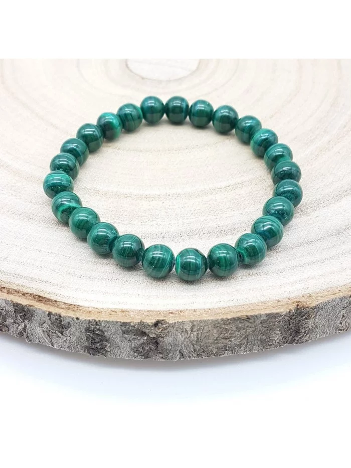 Bracelet Malachite naturelle perles 8mm - Pierres et vertus - Gaiance Minéraux