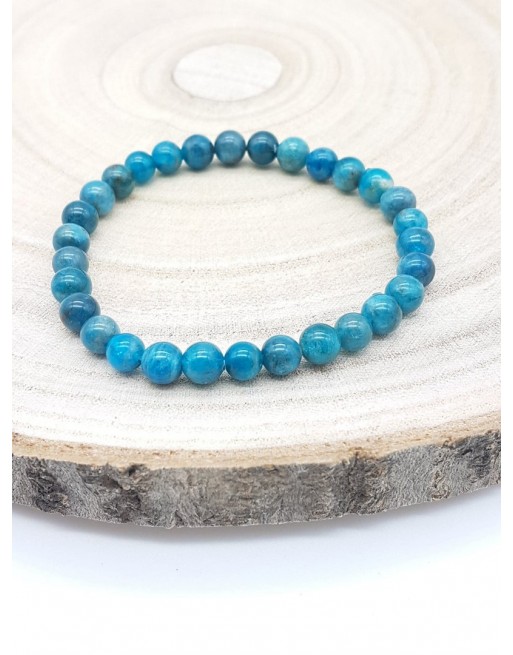 Bracelet 6m Apatite bleue Gaiance Minéraux