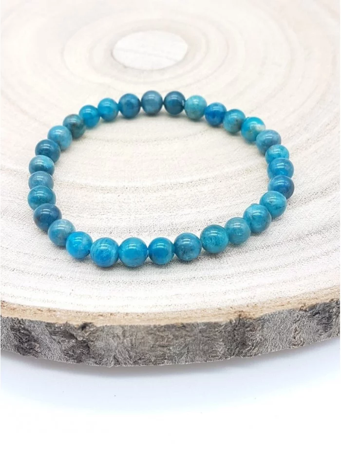 Bracelet Apatite bleu perles 6mm - Pierres et vertus - Gaiance Minéraux