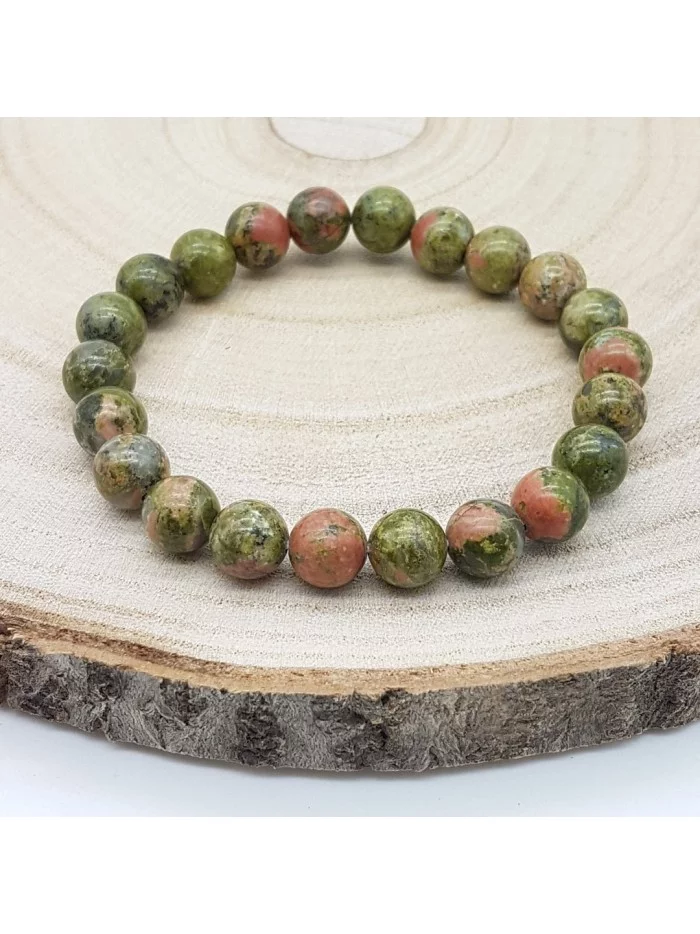 Bracelet Unakite perles 8mm - Pierres et vertus - Gaiance Minéraux