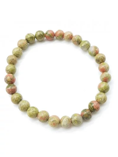 Bracelet Unakite perles 6mm - Pierres et vertus - Gaiance Minéraux