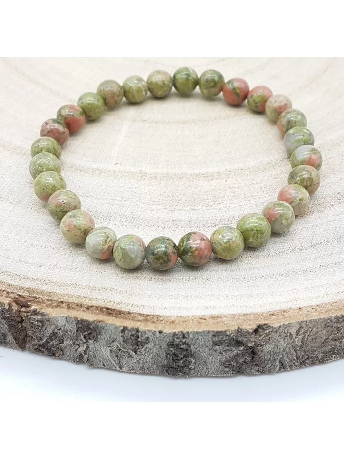 Bracelet Unakite perles 6mm - Pierres et vertus - Gaiance Minéraux