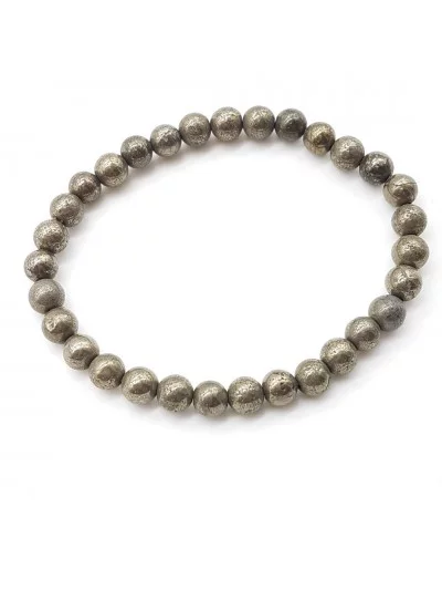 Bracelet Pyrite perles 6mm - Pierres et vertus - Gaiance Minéraux