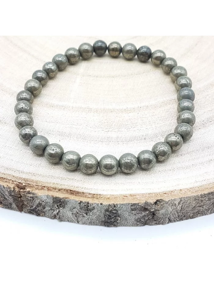 Bracelet Pyrite perles 6mm - Pierres et vertus - Gaiance Minéraux