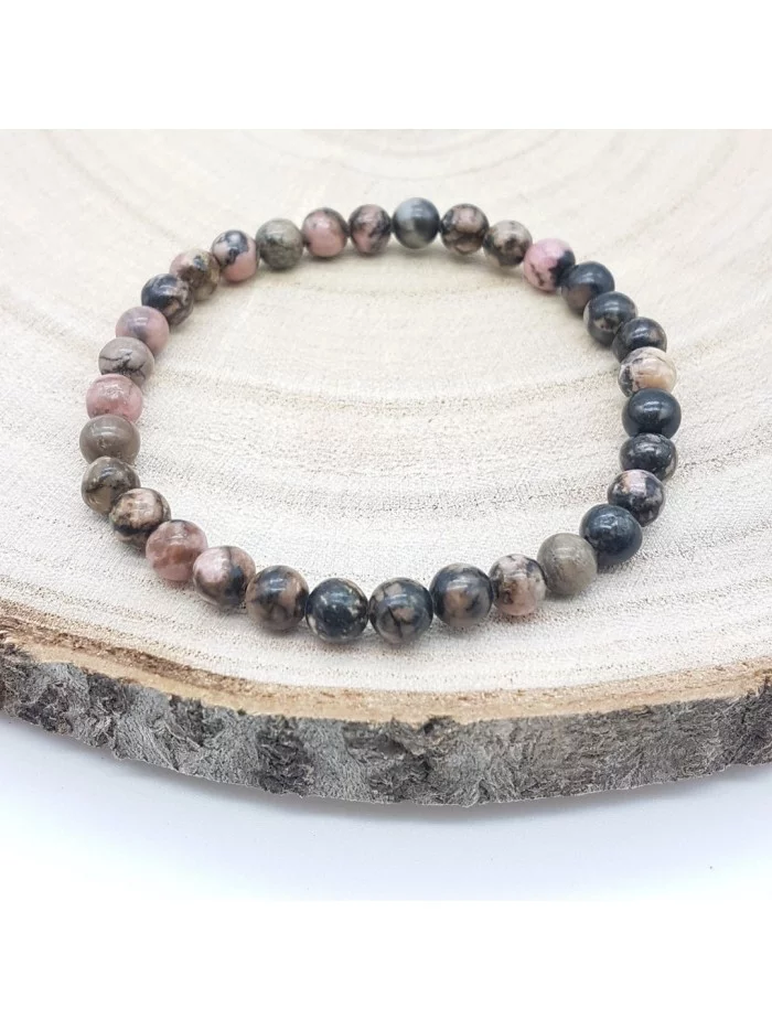 Bracelet Rhodonite perles 6mm - Pierres et vertus - Gaiance Minéraux