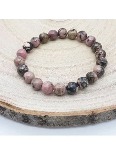 Bracelet Rhodonite perles 8mm - Pierres et vertus - Gaiance Minéraux