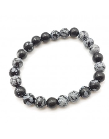 Bracelet 8m Obsidienne Neige proposé par Gaiance Minéraux