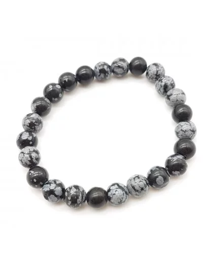 Bracelet Obsidienne Neige ou Flocon perles 8mm - Pierres et vertus - Gaiance Minéraux