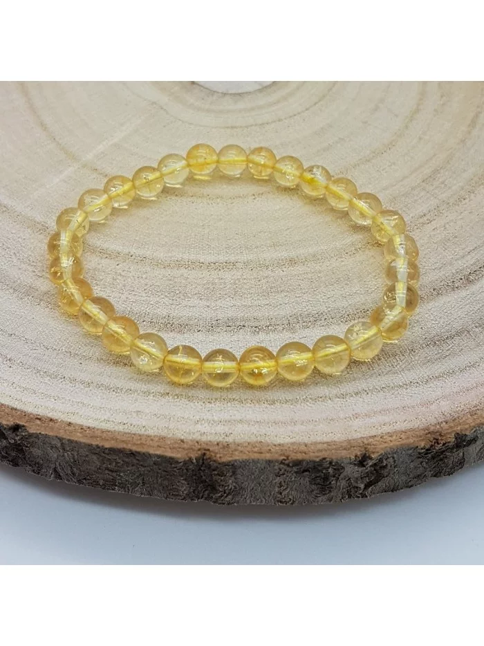 Bracelet Citrine chauffée 6mm - Vertus, Bienfaits et Propriétés Lit...