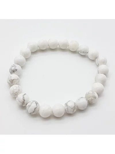 Bracelet Howlite Blanche perles 8mm - Pierres et vertus - Gaiance Minéraux