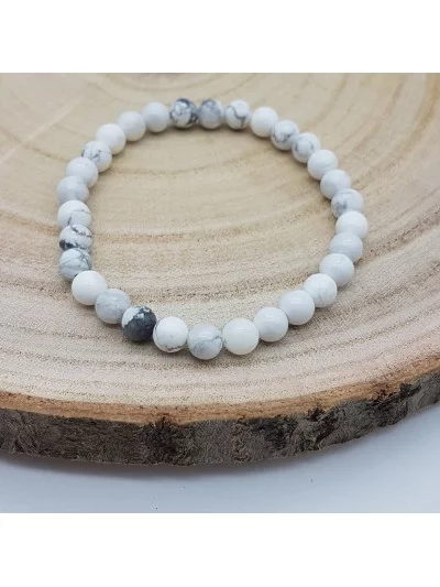 Bracelet Howlite Blanche perles 6mm - Pierres et vertus - Gaiance Minéraux