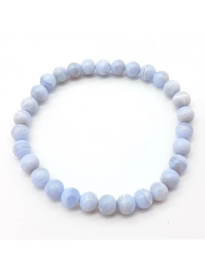 Bracelet Calcédoine Bleue perles 6mm - Pierres et vertus - Gaiance Minéraux