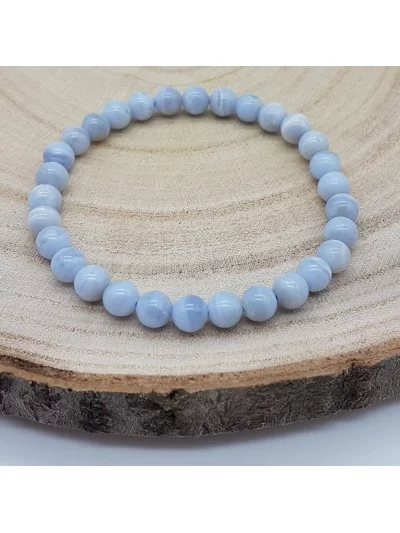 Bracelet Calcédoine Bleue perles 6mm - Pierres et vertus - Gaiance Minéraux