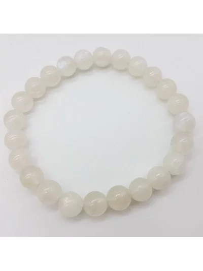 Bracelet Pierre de Lune Blanche perles 8mm - Pierres et vertus - Gaiance Minéraux