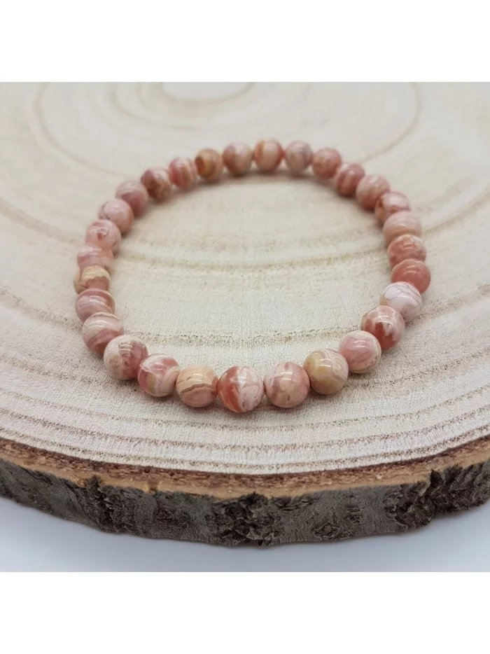 Bracelet Rhodochrosite d'Argentine perles 6mm - Pierres et vertus - Gaiance Minéraux