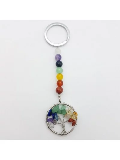 Porte Clefs Arbre de Vie 7 Chakras - Décoration Zen - Gaiance Minéraux