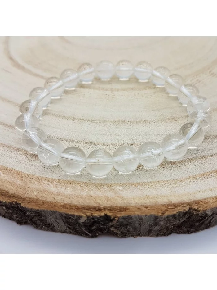 Bracelet Cristal de Roche Quartz perles 8mm - Pierres et vertus - Gaiance Minéraux