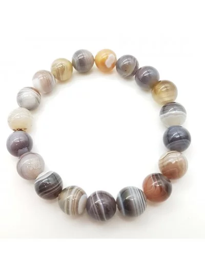 Bracelet Agate Botswana perles 10mm - Pierres et vertus - Gaiance Minéraux