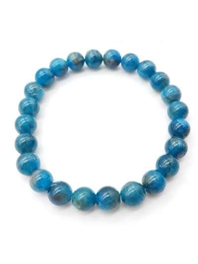 Bracelet Apatite bleu perles 8mm - Pierres et vertus - Gaiance Minéraux