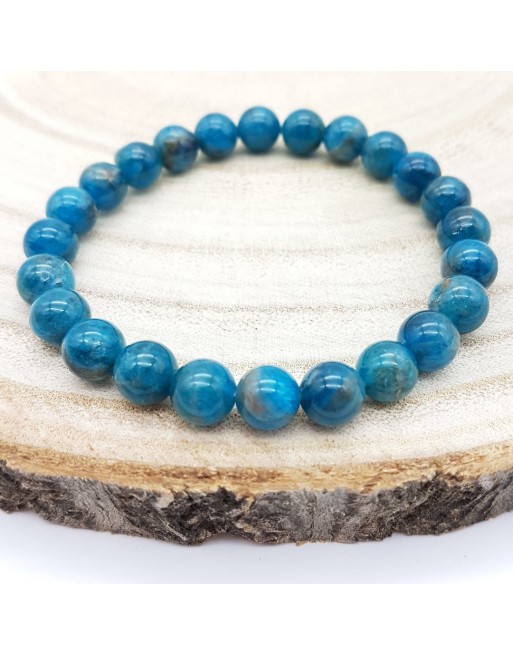 Bracelet Apatite Bleu 8m proposé par Gaiance Minéraux