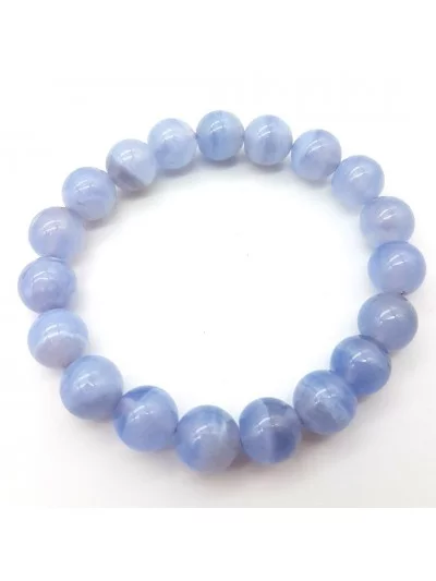 Bracelet Calcédoine Bleue perles 10mm - Pierres et vertus - Gaiance Minéraux