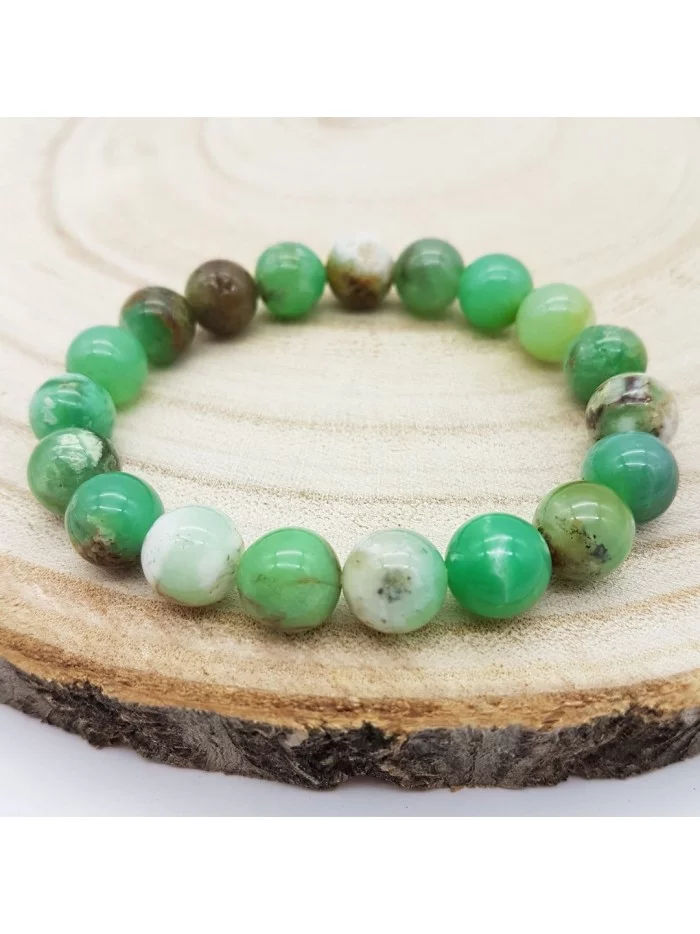 Bracelet Chrysoprase perles 10mm - Pierres et vertus - Gaiance Minéraux