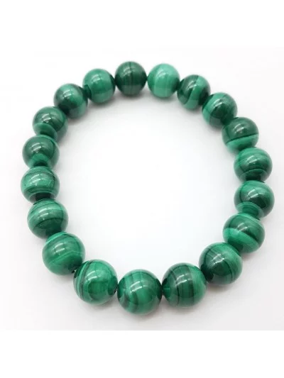 Bracelet Malachite naturelle perles 10mm - Pierres et vertus - Gaiance Minéraux