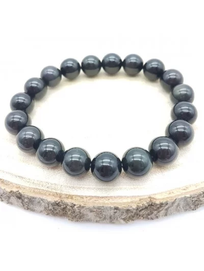 Bracelet Obsidienne Œil Céleste perles 10mm - Pierres et vertus - Gaiance Minéraux