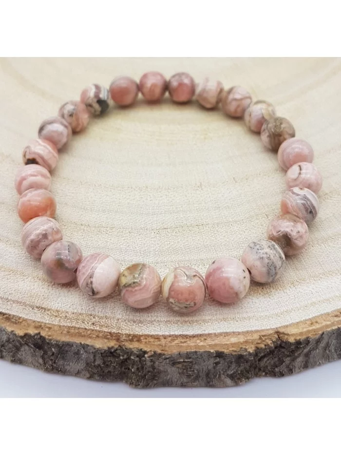 Bracelet Rhodochrosite d'Argentine perles 8mm - Pierres et vertus - Gaiance Minéraux