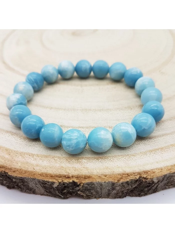 Bracelet Larimar perles 10mm - Pierres et vertus - Gaiance Minéraux