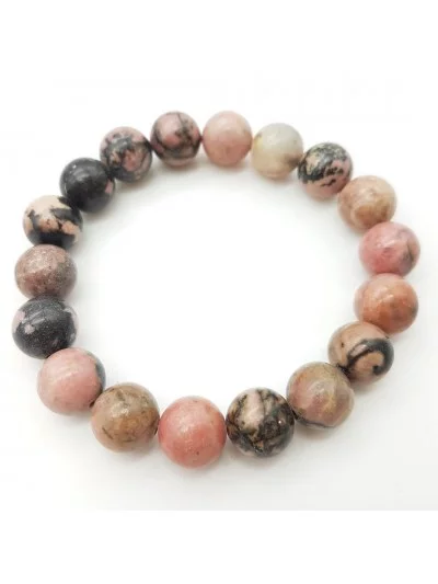 Bracelet Rhodonite perles 10mm - Pierres et vertus - Gaiance Minéraux