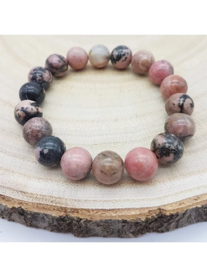 Bracelet Rhodonite perles 10mm - Pierres et vertus - Gaiance Minéraux