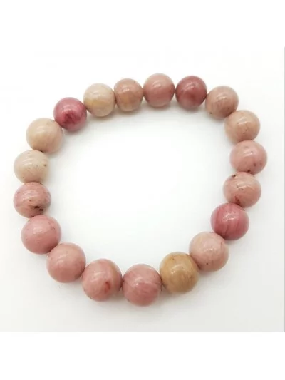 Bracelet Rhodonite perles 10mm - Pierres et vertus - Gaiance Minéraux