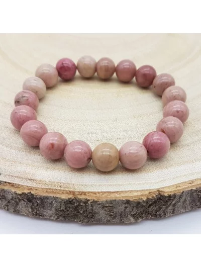 Bracelet Rhodonite perles 10mm - Pierres et vertus - Gaiance Minéraux