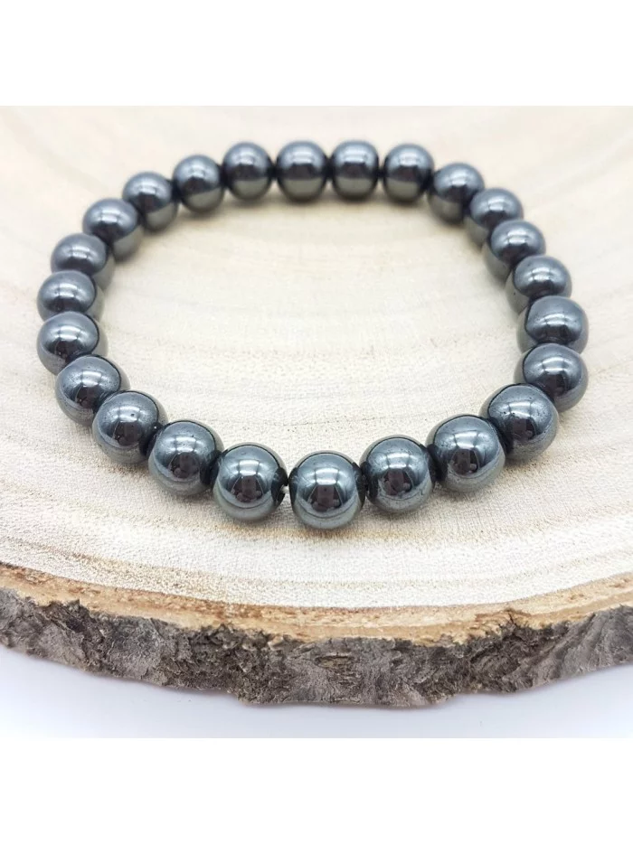 Bracelet Magnétite Hématite perles 8mm - Pierres et vertus - Gaiance Minéraux