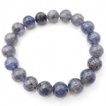 Bracelet Iolite ou Cordiérite perles 10mm - Pierres et vertus - Gaiance Minéraux