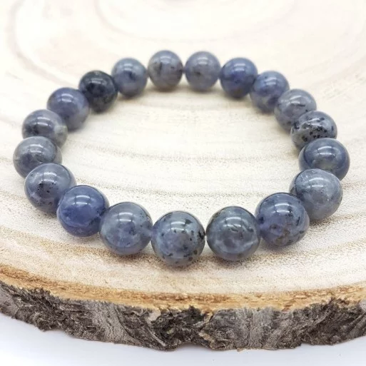 Bracelet Iolite ou Cordiérite perles 10mm - Pierres et vertus - Gaiance Minéraux