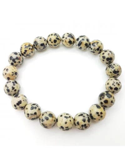 Bracelet Jaspe Dalmatien perles 10mm - Pierres et vertus - Gaiance Minéraux