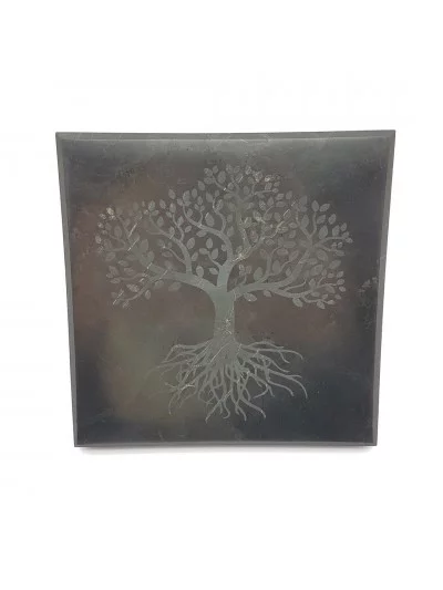 Gravure Arbre de Vie sur Shungite 10cm - Vertus et bienfaits - Gaiance Minéraux