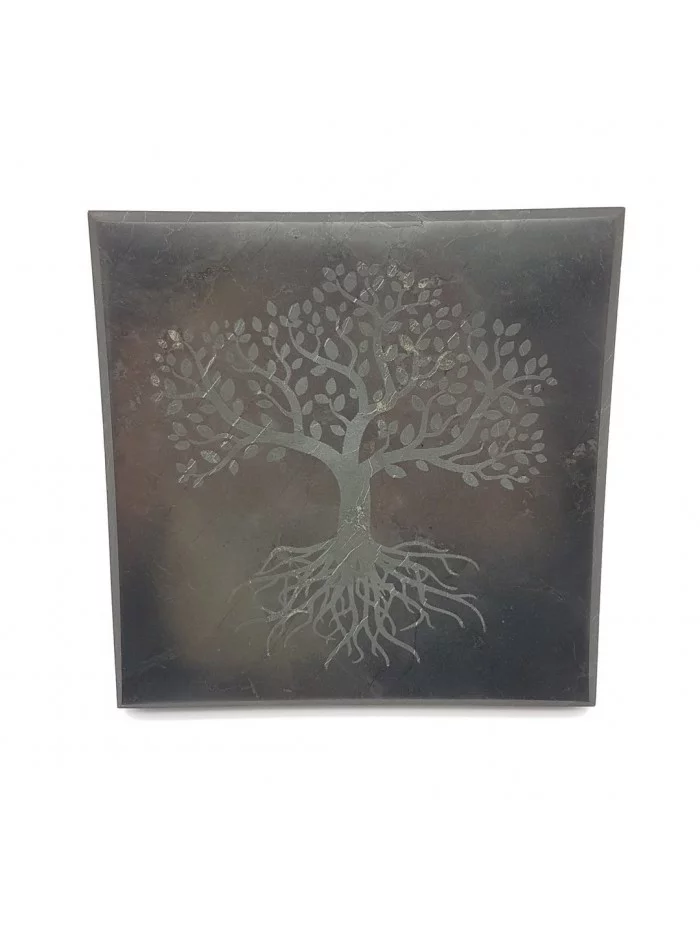 Gravure Arbre de Vie sur Shungite 10cm - Vertus et bienfaits - Gaiance Minéraux