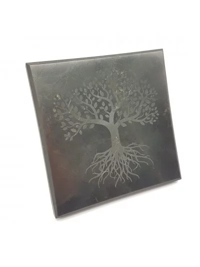 Gravure Arbre de Vie sur Shungite 10cm - Vertus et bienfaits - Gaiance Minéraux