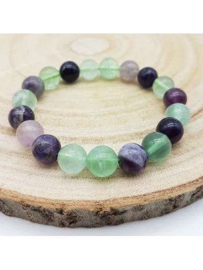 Bracelet Fluorite perles 10mm - Pierres et vertus - Gaiance Minéraux