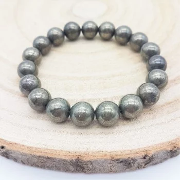 Bracelet Pyrite perles 10mm - Pierres et vertus - Gaiance Minéraux