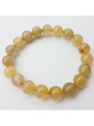 Bracelet Quartz Rutile perles 10mm - Pierres et vertus - Gaiance Minéraux