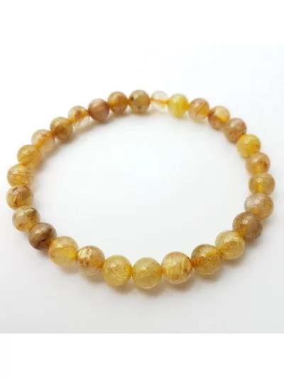 Bracelet Quartz Rutile perles 8mm - Pierres et vertus - Gaiance Minéraux