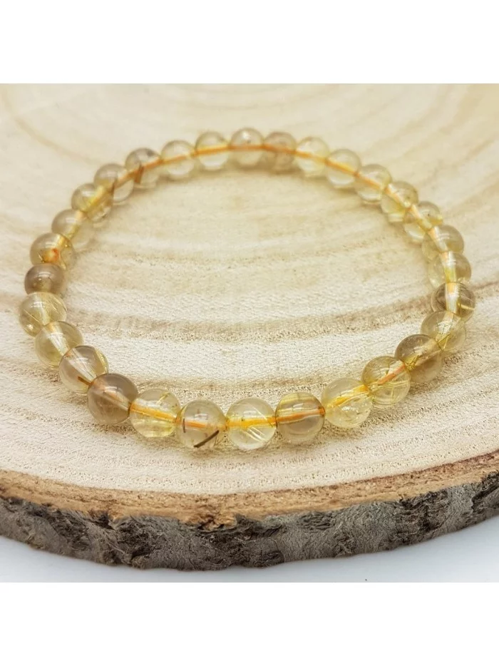 Bracelet Quartz Rutile perles 6mm - Pierres et vertus - Gaiance Minéraux