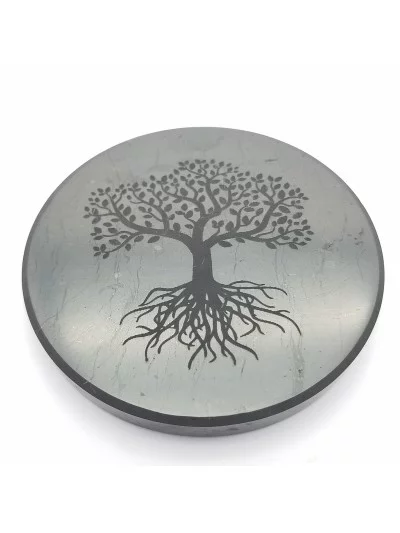 Gravure Arbre de Vie sur Shungite 9cm - Vertus et bienfaits - Gaiance Minéraux