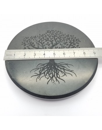 Plaque ronde shungite arbre de vie proposé par Gaiance Minéraux